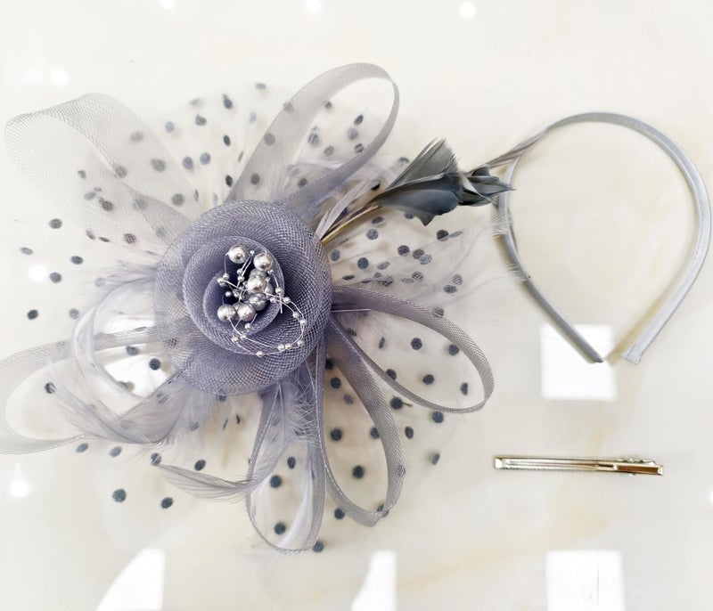 HIWIND Store Fascinators Hat Women Tea Party Headband Flower Cocktail Mesh Feathers Hair Clip Kentucky Derby Hat Wedding - Image 3